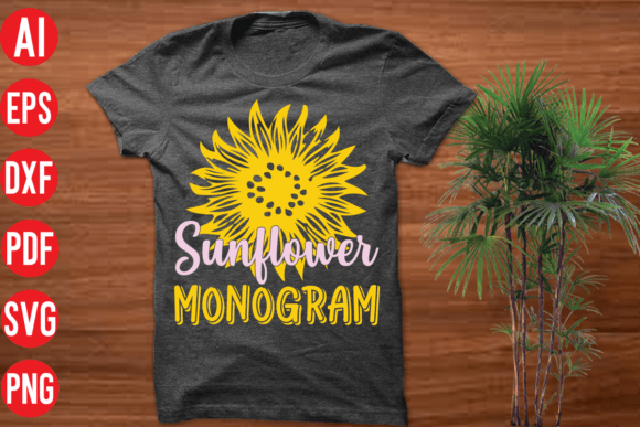 Sunflower Monogram SVG Design Graphics
